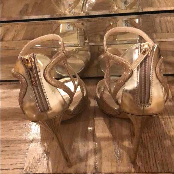 Jimmy Choo Rose Gold Glitter Sandal - Picture 6 of 8